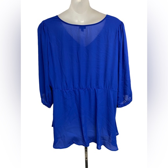 Torrid Georgette blue peplum blouse tie front flowy size 4X - Picture 4 of 4